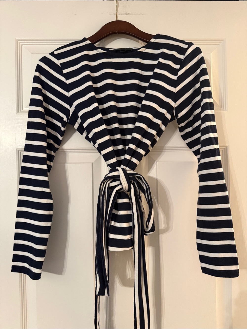 J Crew tie waist Breton stripe shirt small